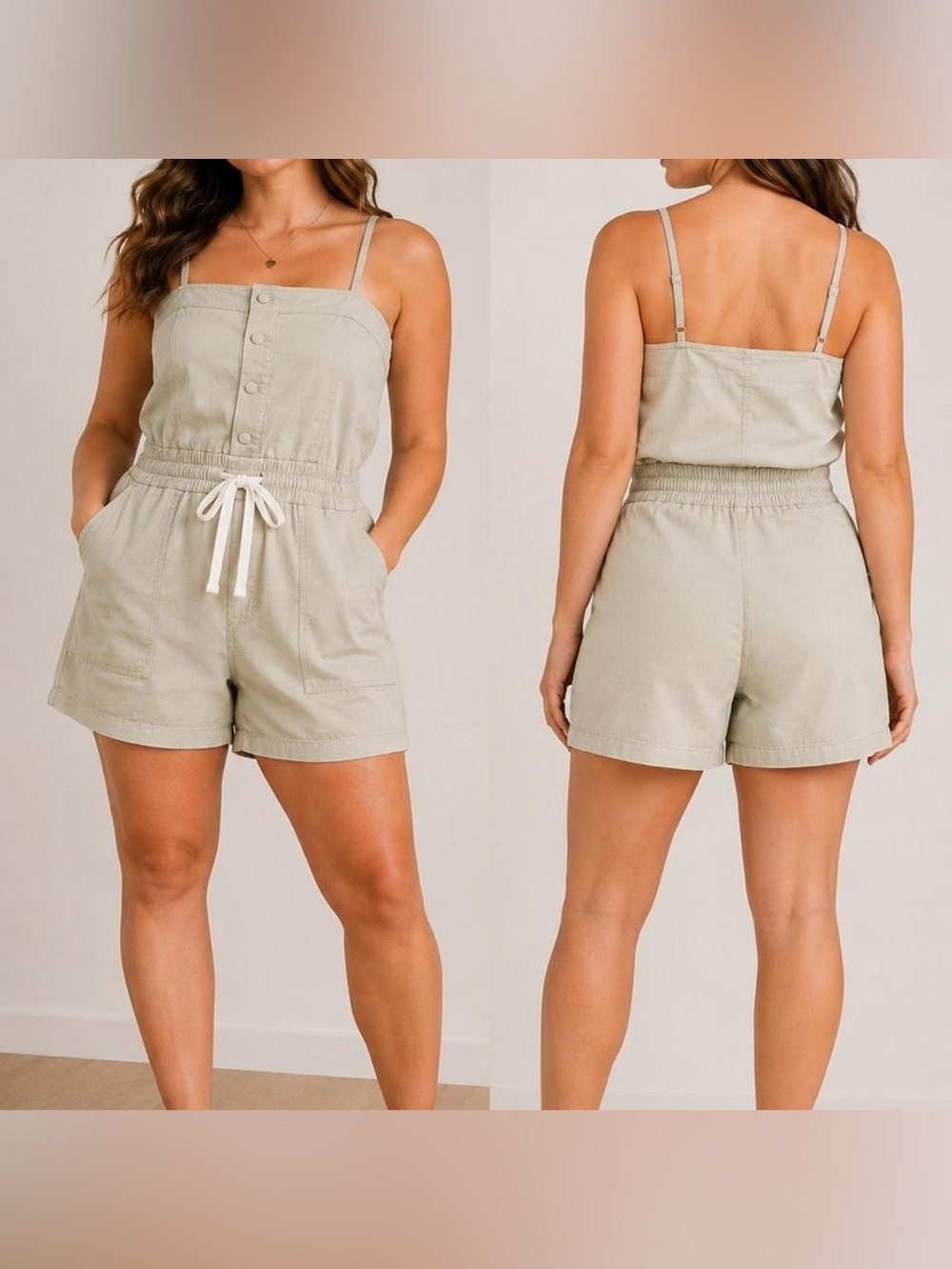 Universal Thread Light Sage Drawstring Romper